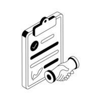 Visually appealing isometric outline icon of deal. vector