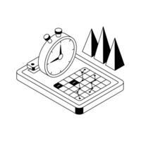 Trendy isometric outline icon showing project deadline. vector