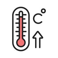 A thermometer showing rising temperature, indicating warm weather vector