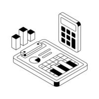 Get your hands on this isometric icon of business calculation. vector