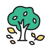 tree with falling leaves, symbolizing autumn weather and change. vector