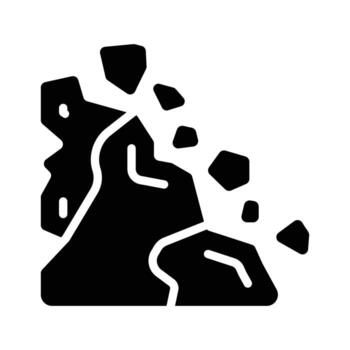 A slope with falling rocks, symbolizing landslide warnings,.. vector