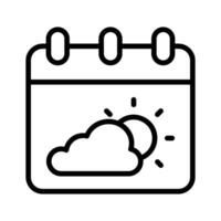 A calendar showing weather predictions for specific days,. vector