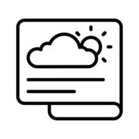 A document featuring a cloud and sun, symbolizing weather forecasts,. vector