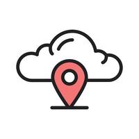 A cloud with a location pin, symbolizing localized weather updates. vector