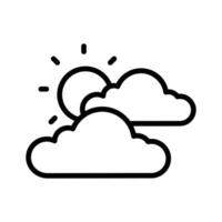 A sun peeking through clouds, representing partly cloudy weather design,. vector