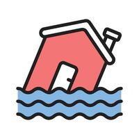 A house submerged in water, representing flooding or natural disasters. vector