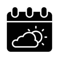 A calendar showing weather predictions for specific days,.. vector