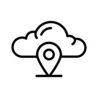 A cloud with a location pin, symbolizing localized weather updates.,. vector