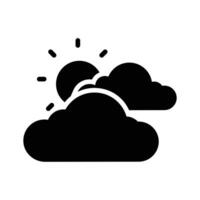 A sun peeking through clouds, representing partly cloudy weather design,.. vector