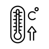A thermometer showing rising temperature, indicating warm weather,. vector