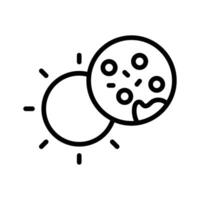 A simple, stylized icon of the sun and moon during a solar eclipse,. vector