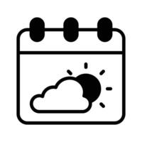 A calendar showing weather predictions for specific days,..,, vector