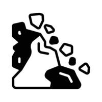 A slope with falling rocks, symbolizing landslide warnings,..,, vector
