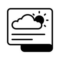 A document featuring a cloud and sun, symbolizing weather forecasts,..,, vector