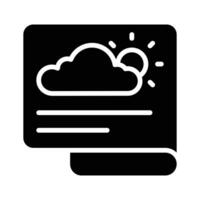 A document featuring a cloud and sun, symbolizing weather forecasts,.. vector