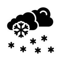 A cloud with snowflakes falling, symbolizing snowfall weather,.. vector