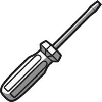 Isolated gray and white cartoon style flathead screwdriver tool for home improvement projects and technical illustrations vector