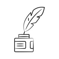 Easy to use drawing style icon of quill ink pot vector