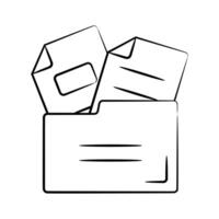 Get hold of this trendy doodle icon of documents folder vector