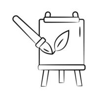 Easy to use hand drawn icon showing painting board with brush vector