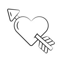 Catch a sight of this sketchy icon of cupid heart with arrow vector