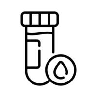 A linear style icon showing blood sample vial with a drop vector