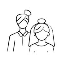 A captivating hand drawn icon showing married couple vector