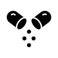 Here is a glyph icon showing open capsule vector