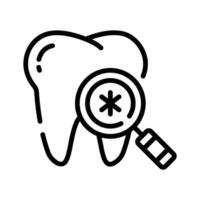Check this line style icon of dental checkup with magnifier vector