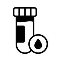 A glyph style icon showing blood sample vial with a drop. vector