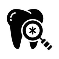 Check this glyph style icon of dental checkup with magnifier vector