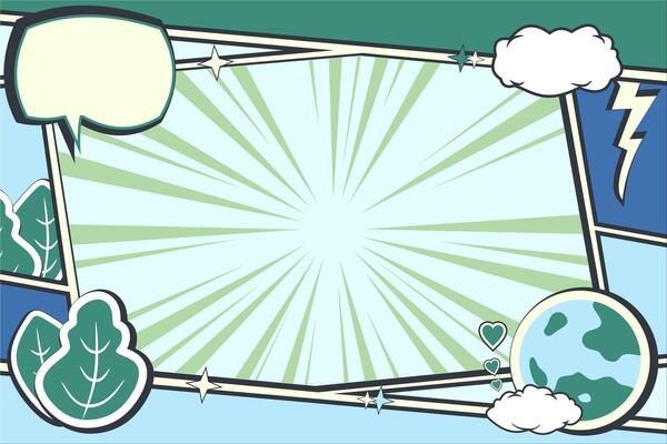 Eco Comic Style Background, Environment and Nature Theme
