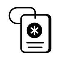 A glyph style icon showing hospital report with a medical sign. vector