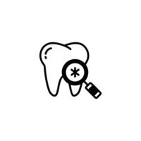 Check this glyph style icon of dental checkup with magnifier. vector