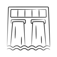 Well designed sketchy style icon showing water dam structure vector