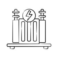 A customizable hand drawn icon showing power transformer vector