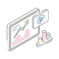 An amazing isometric icon of analytics dashboard vector
