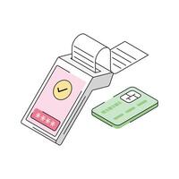 A premium isometric outline icon showing pos system vector