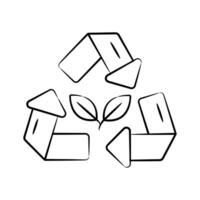 Get your hands on this hand drawn depicting recycling symbol vector