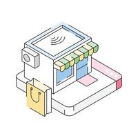 Get this isometric style icon of smart shop vector