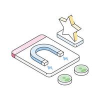 A captivating isometric icon showing attract audience concept vector