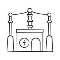 A handy drawing style icon of power station architecture vector