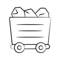 Easy to use hand drawn style icon of mining cart vector