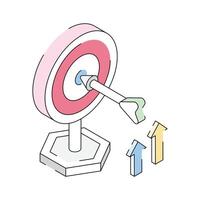 A modern isometric icon showing precise target concept vector