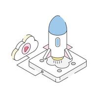 A visually appealing isometric icon of cloud startup vector