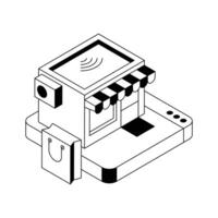 Get this isometric style icon of smart shop. vector