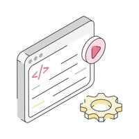 A trendy isometric outline icon of web coding interface vector