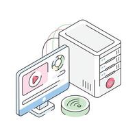 A premium isometric icon of internet content display vector
