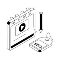 A modern isometric icon of seo plan process. vector